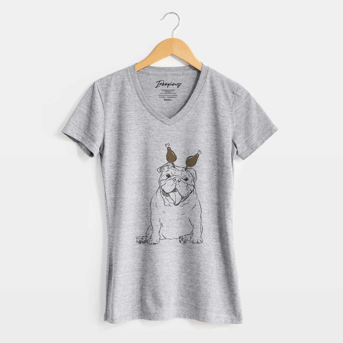 Thanksgiving Tank the English Bulldog - Women's V-neck Shirt