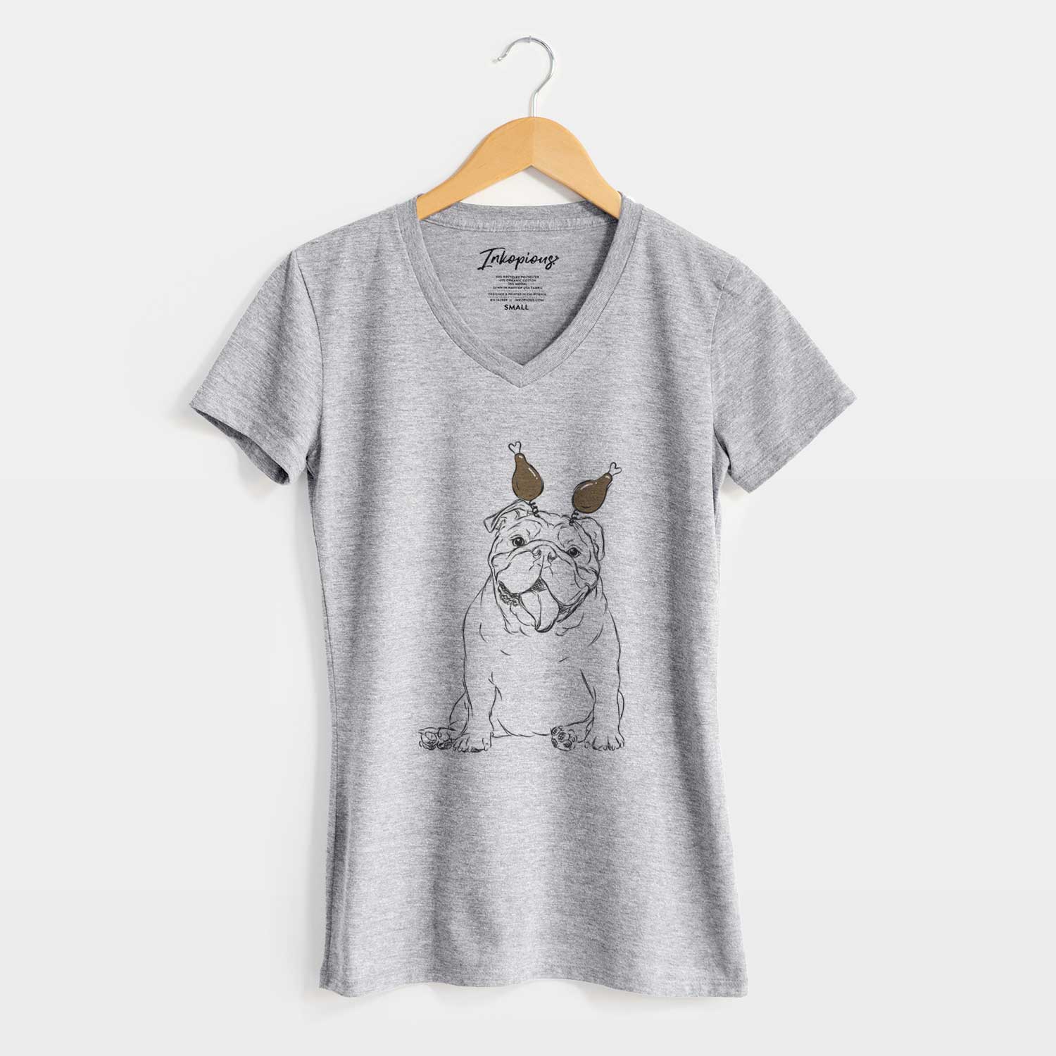 Thanksgiving Tank the English Bulldog - Women's V-neck Shirt