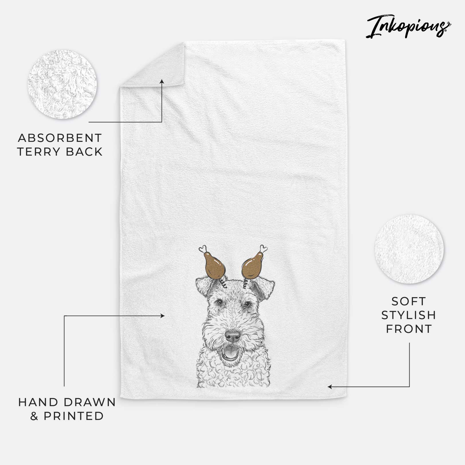 Ted the Wire Fox Terrier Decorative Hand Towel