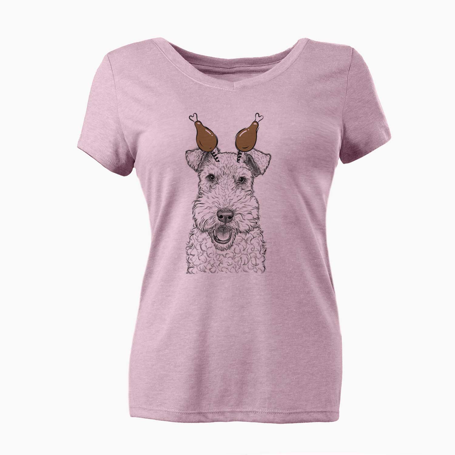 Thanksgiving Ted the Wire Fox Terrier - Women's V-neck Shirt