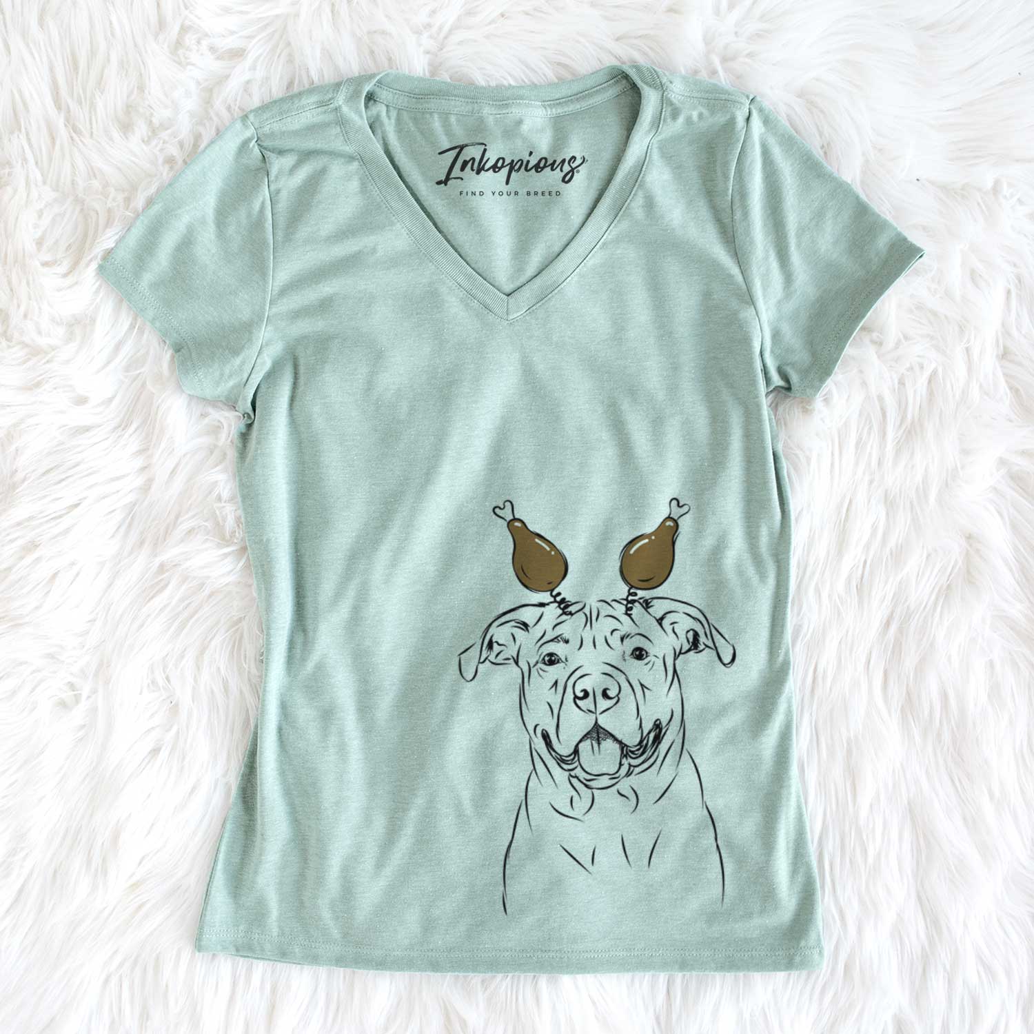 Thanksgiving Timmy the Mixed Breed - Women's V-neck Shirt