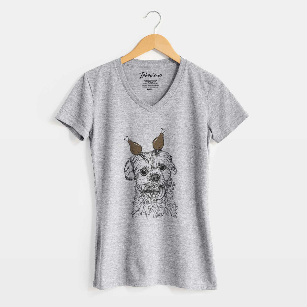 Thanksgiving Tiny Titan the Shih Tzu - Women's V-neck Shirt