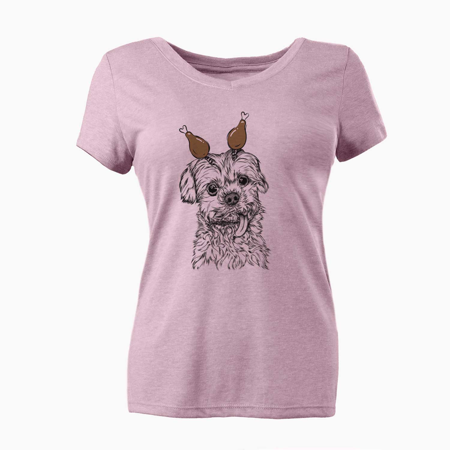 Thanksgiving Tiny Titan the Shih Tzu - Women's V-neck Shirt