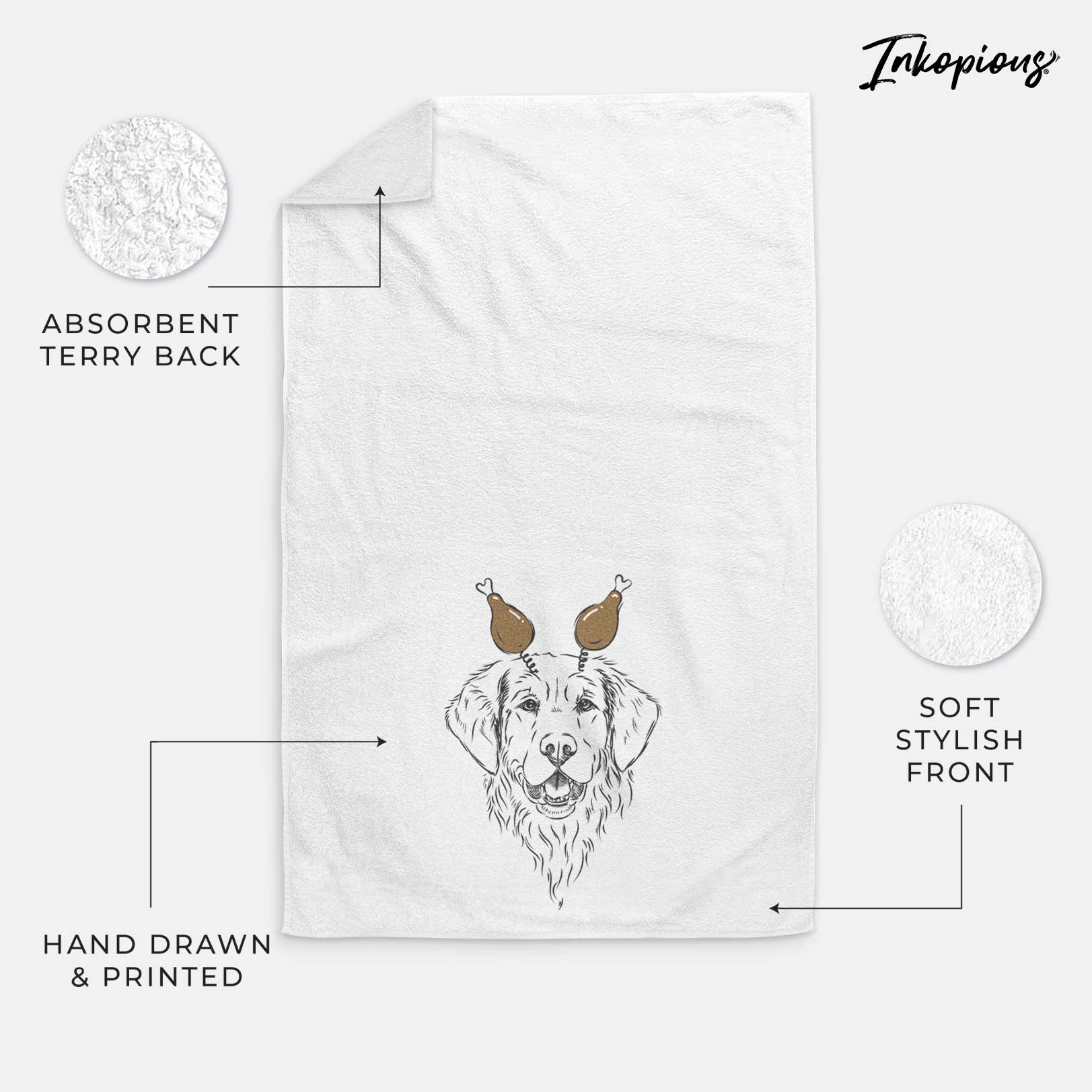 Toby the Golden Retriever Decorative Hand Towel