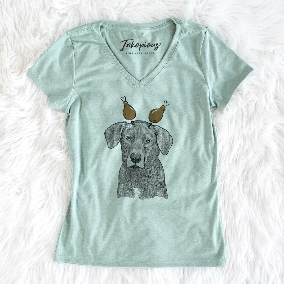 Thanksgiving Tom the Lab Dane Mix - Women's V-neck Shirt
