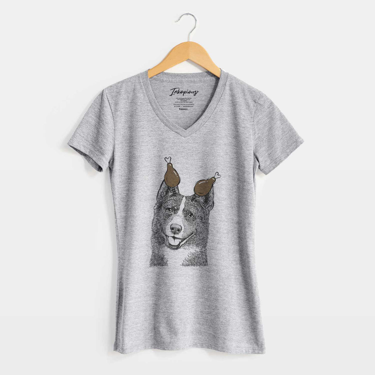 Thanksgiving Tosca the Karelian Bear Dog - Women's V-neck Shirt