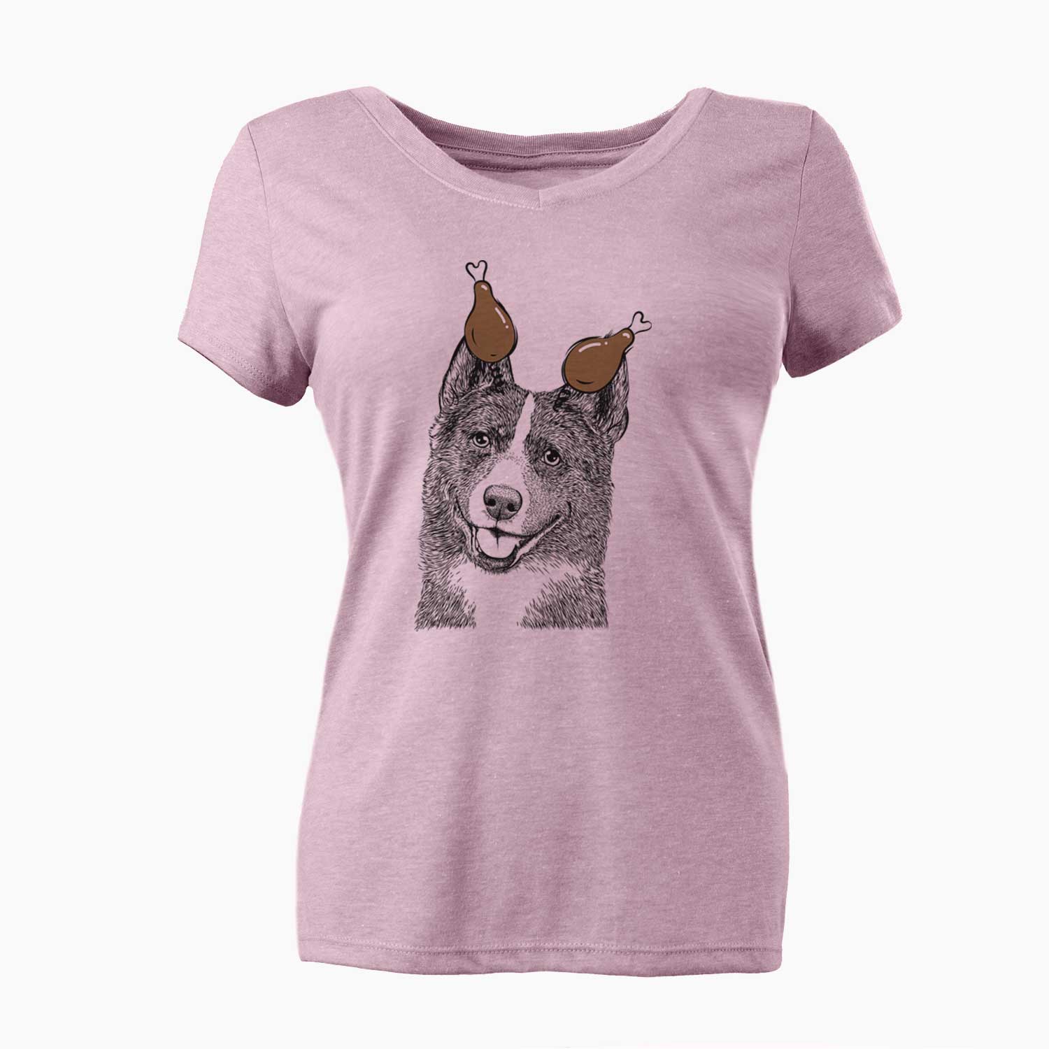 Thanksgiving Tosca the Karelian Bear Dog - Women's V-neck Shirt