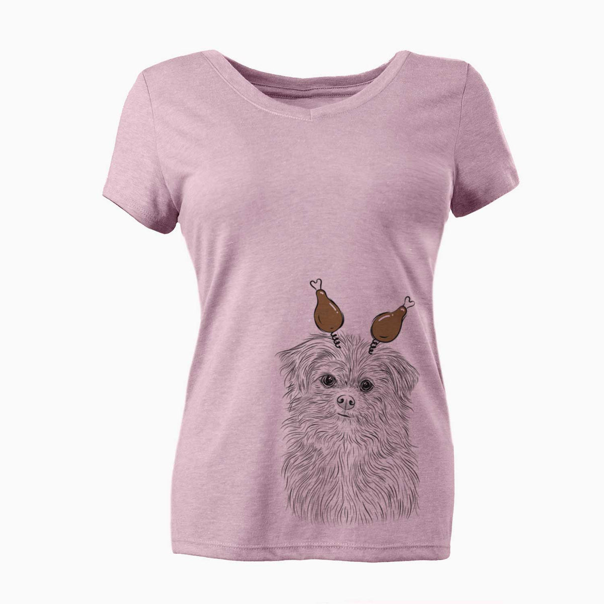 Thanksgiving Trixie the Terrier Mix - Women's V-neck Shirt