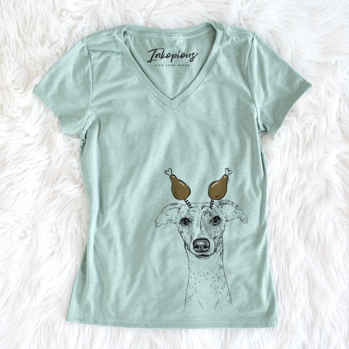 Thanksgiving Twiggy the Whippet - Women&#39;s V-neck Shirt