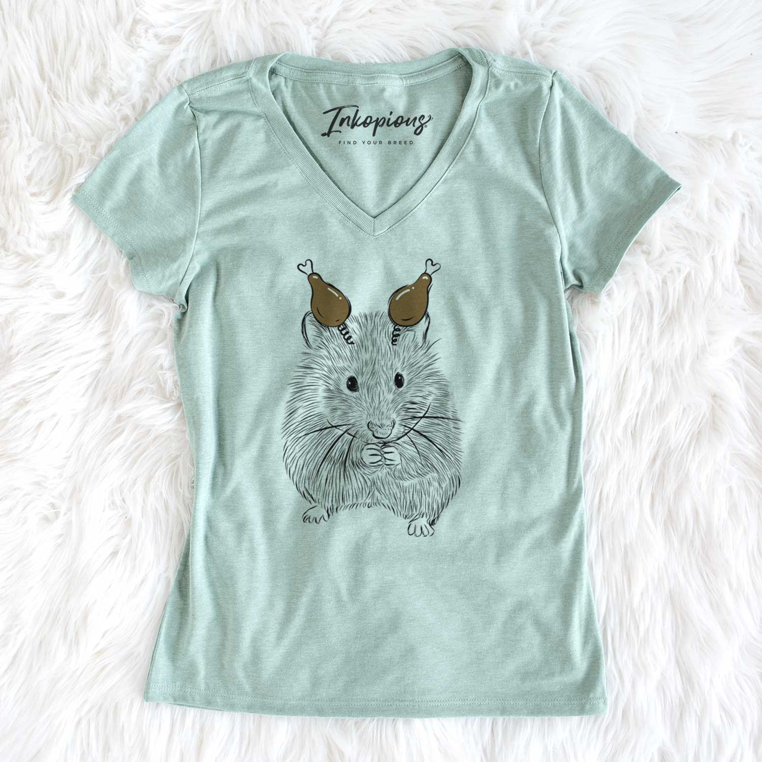 Thanksgiving Twitch the Hamster - Women's V-neck Shirt