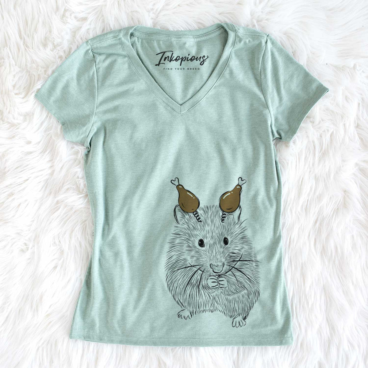 Thanksgiving Twitch the Hamster - Women&#39;s V-neck Shirt