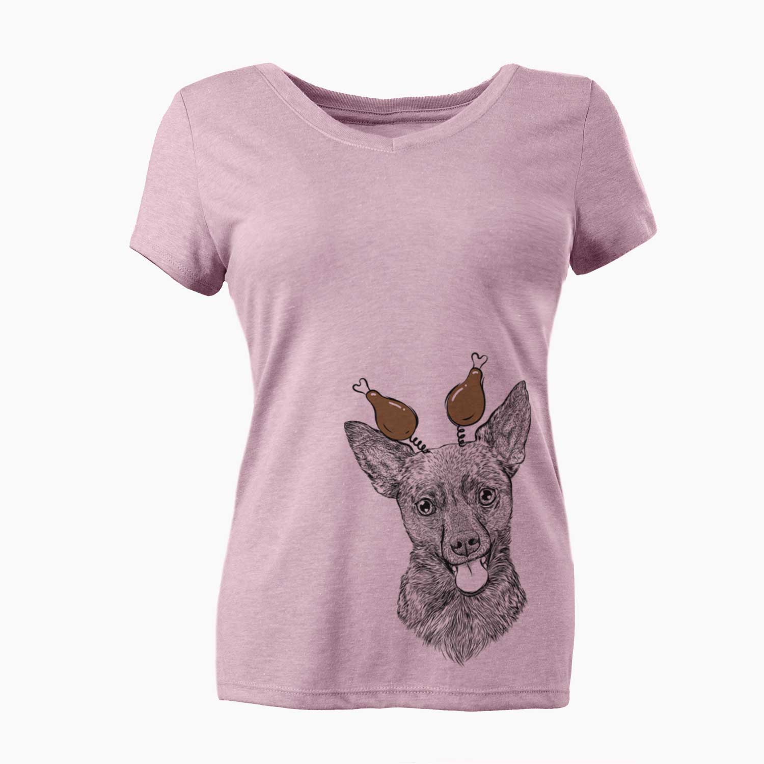 Thanksgiving Ursa the Mixed Breed - Women's V-neck Shirt