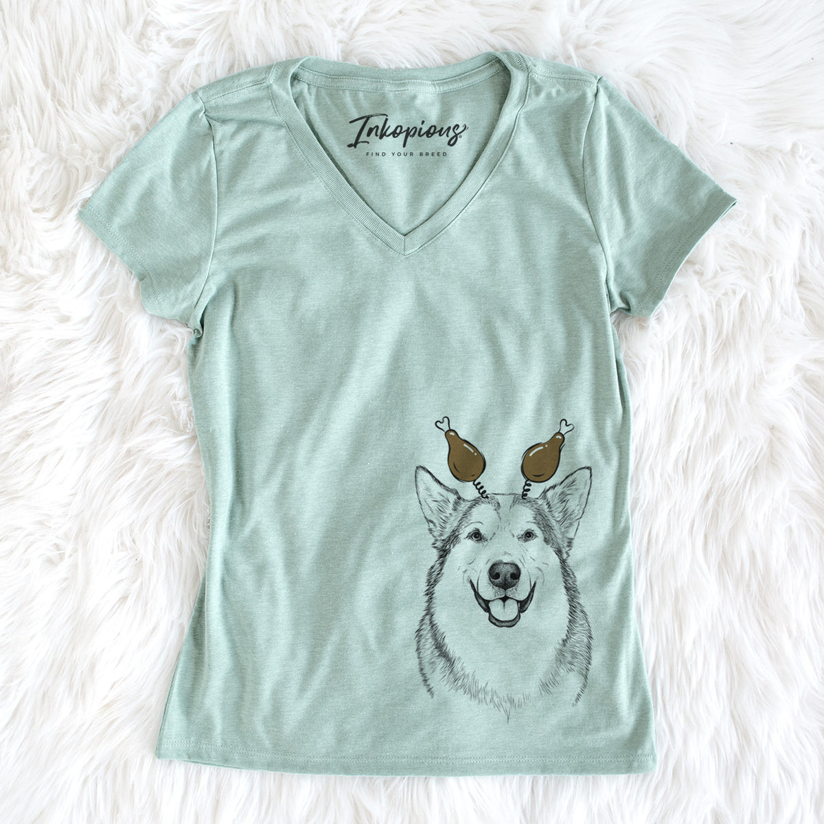 Thanksgiving Vader the Alaskan Malamute - Women&#39;s Perfect V-neck Shirt