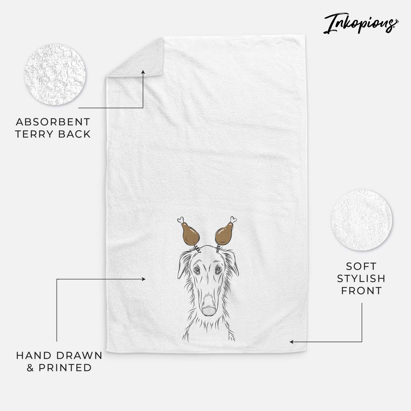 Vaughn the Borzoi Decorative Hand Towel