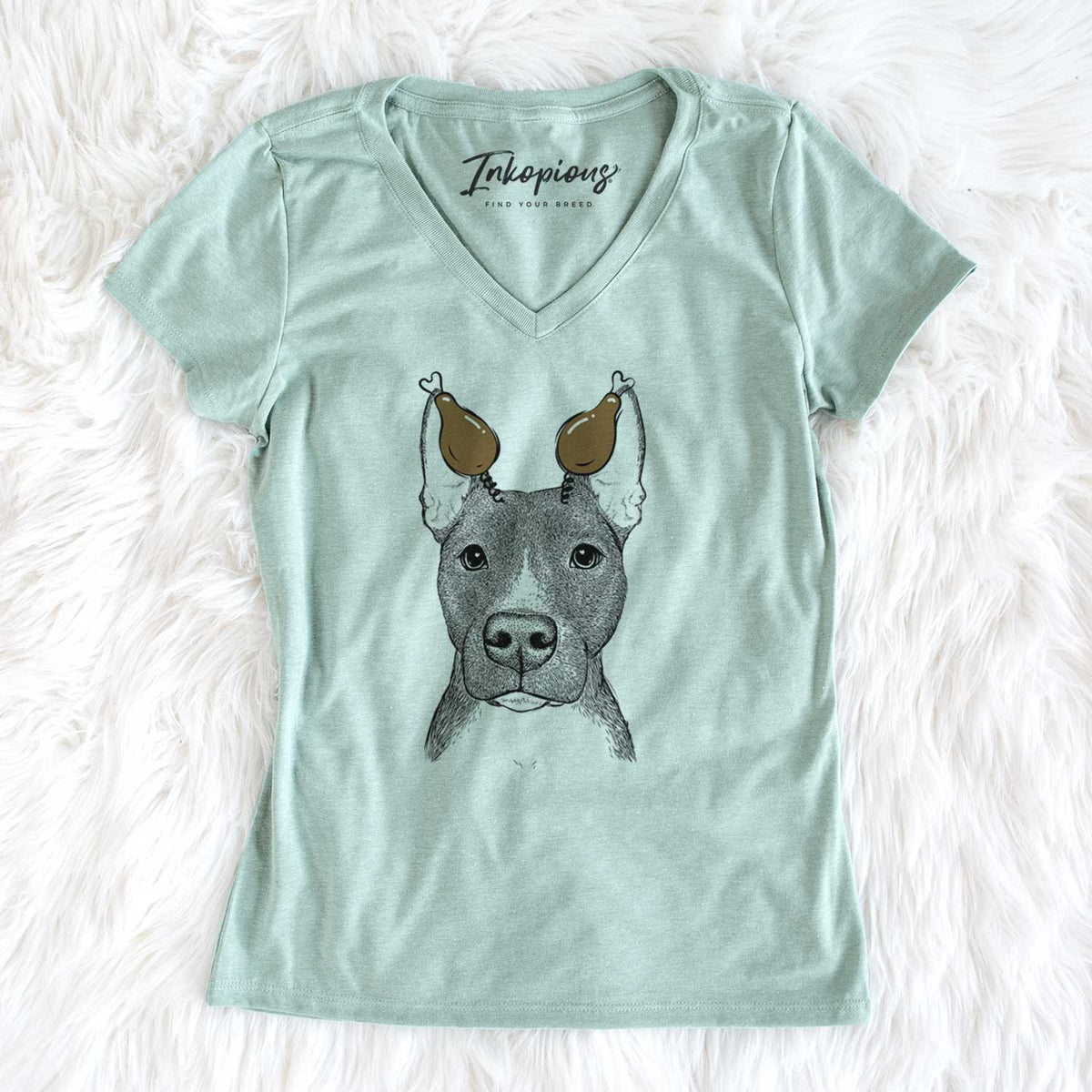 Thanksgiving Violet the Pitbull - Women's V-neck Shirt