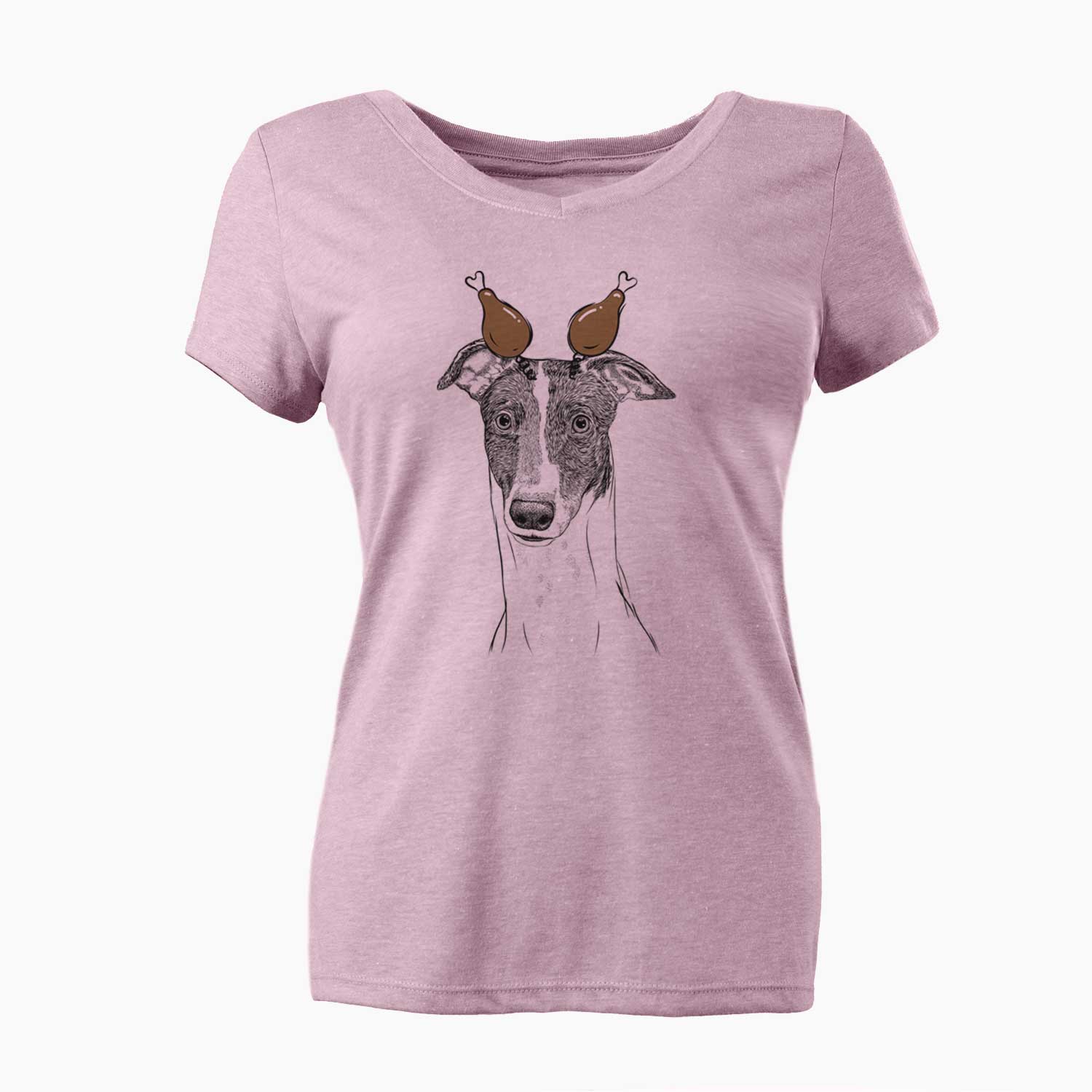 Thanksgiving Vyncent the Greyhound - Women's V-neck Shirt