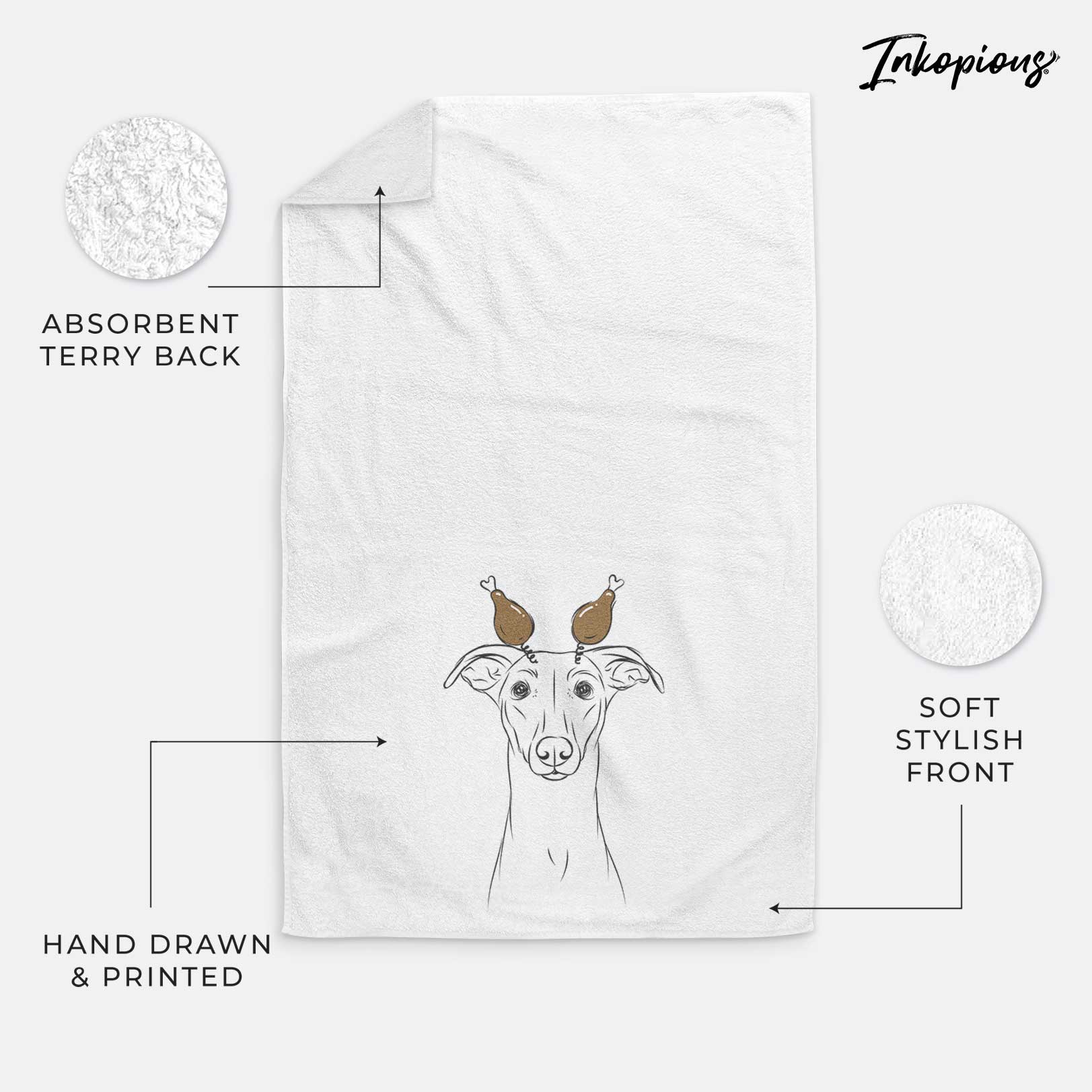 Wallace the Whippet Decorative Hand Towel