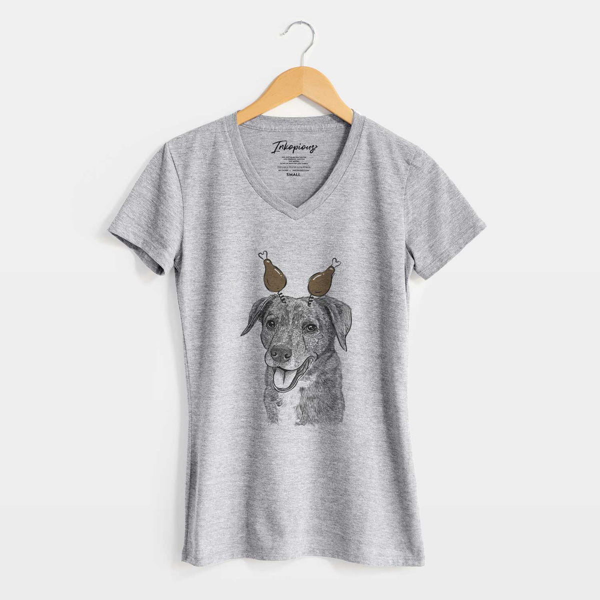 Thanksgiving Wally the Mixed Breed - Women's V-neck Shirt