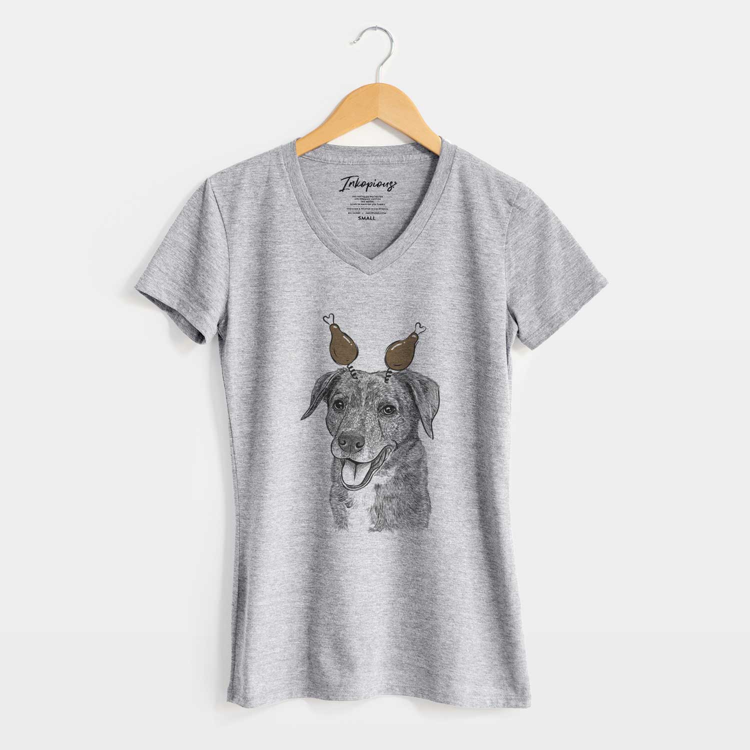 Thanksgiving Wally the Mixed Breed - Women's V-neck Shirt