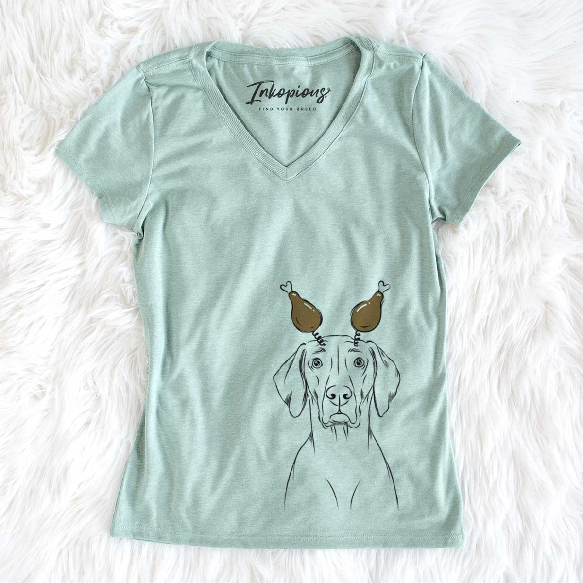 Thanksgiving Walter the Weimaraner - Women&#39;s V-neck Shirt