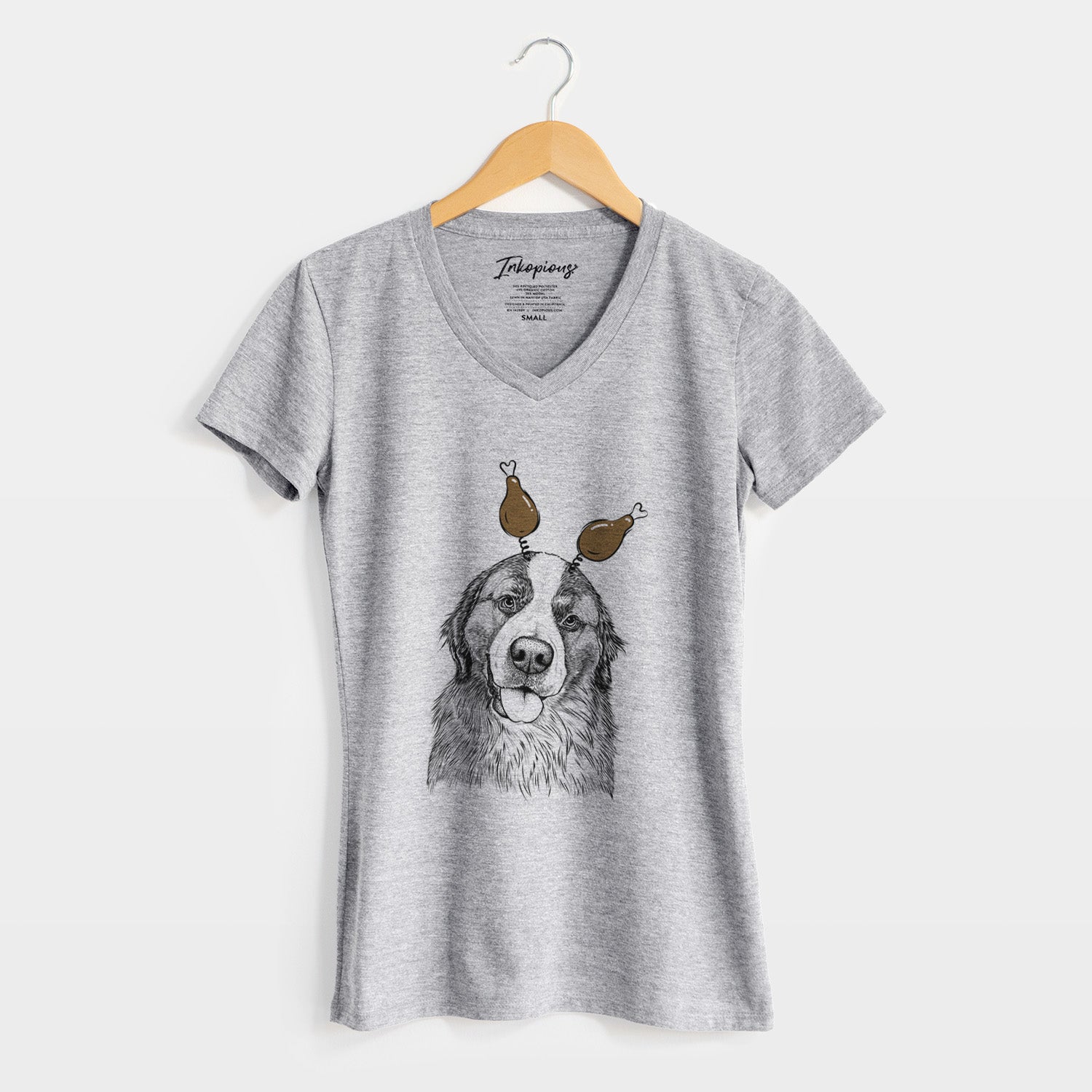 Thanksgiving Walter the Bernese Mountain Dog Mix - Women's Perfect V-neck Shirt