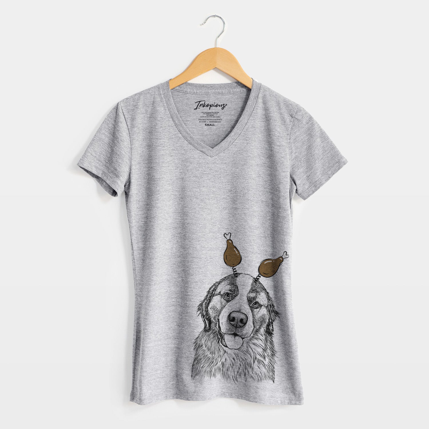 Thanksgiving Walter the Bernese Mountain Dog Mix - Women's Perfect V-neck Shirt