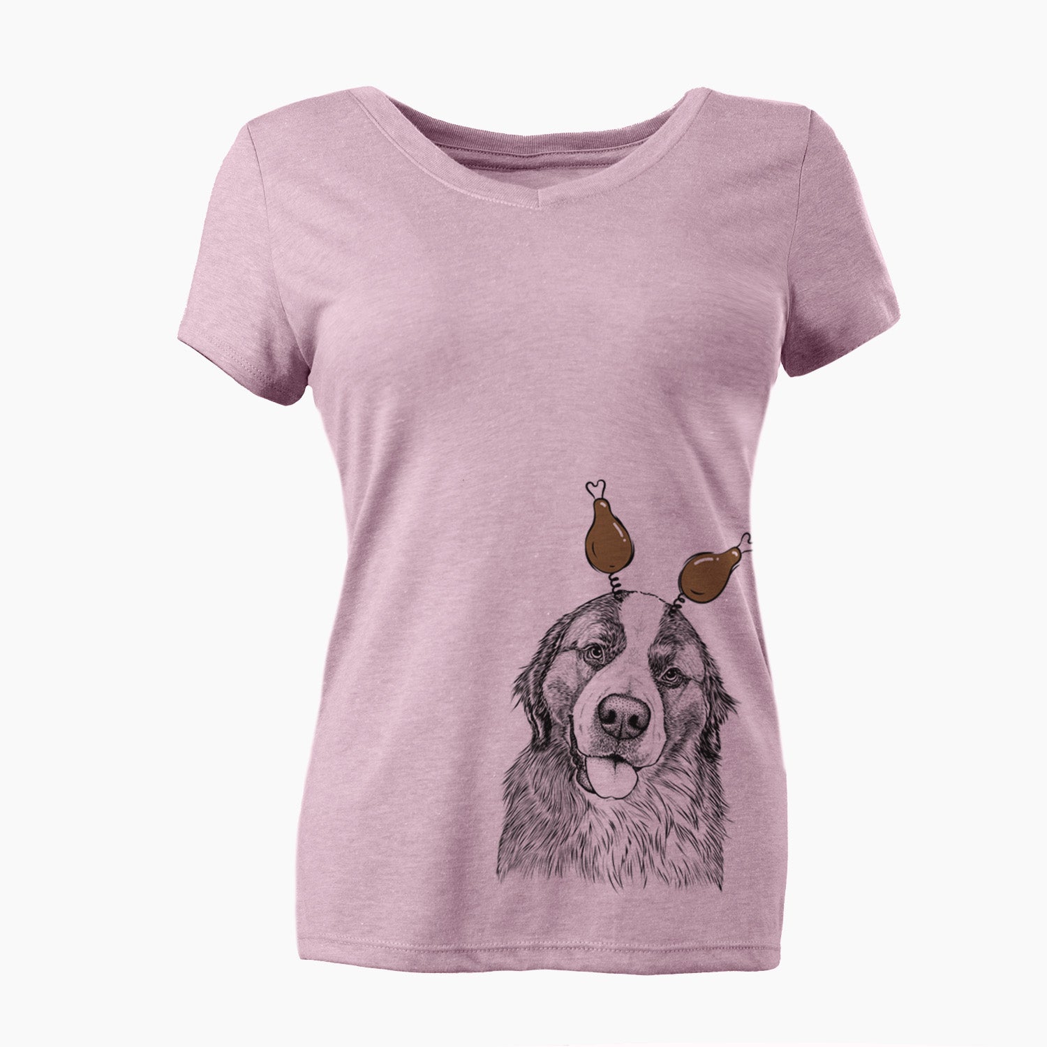 Thanksgiving Walter the Bernese Mountain Dog Mix - Women's Perfect V-neck Shirt