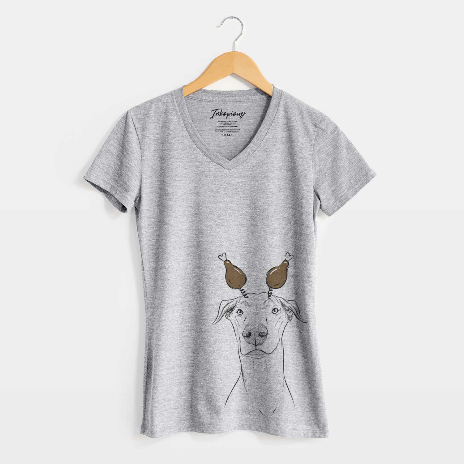 Thanksgiving Walter the White Doberman Rescue - Women's V-neck Shirt