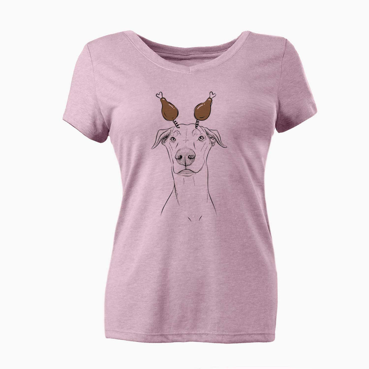 Thanksgiving Walter the White Doberman Rescue - Women's V-neck Shirt