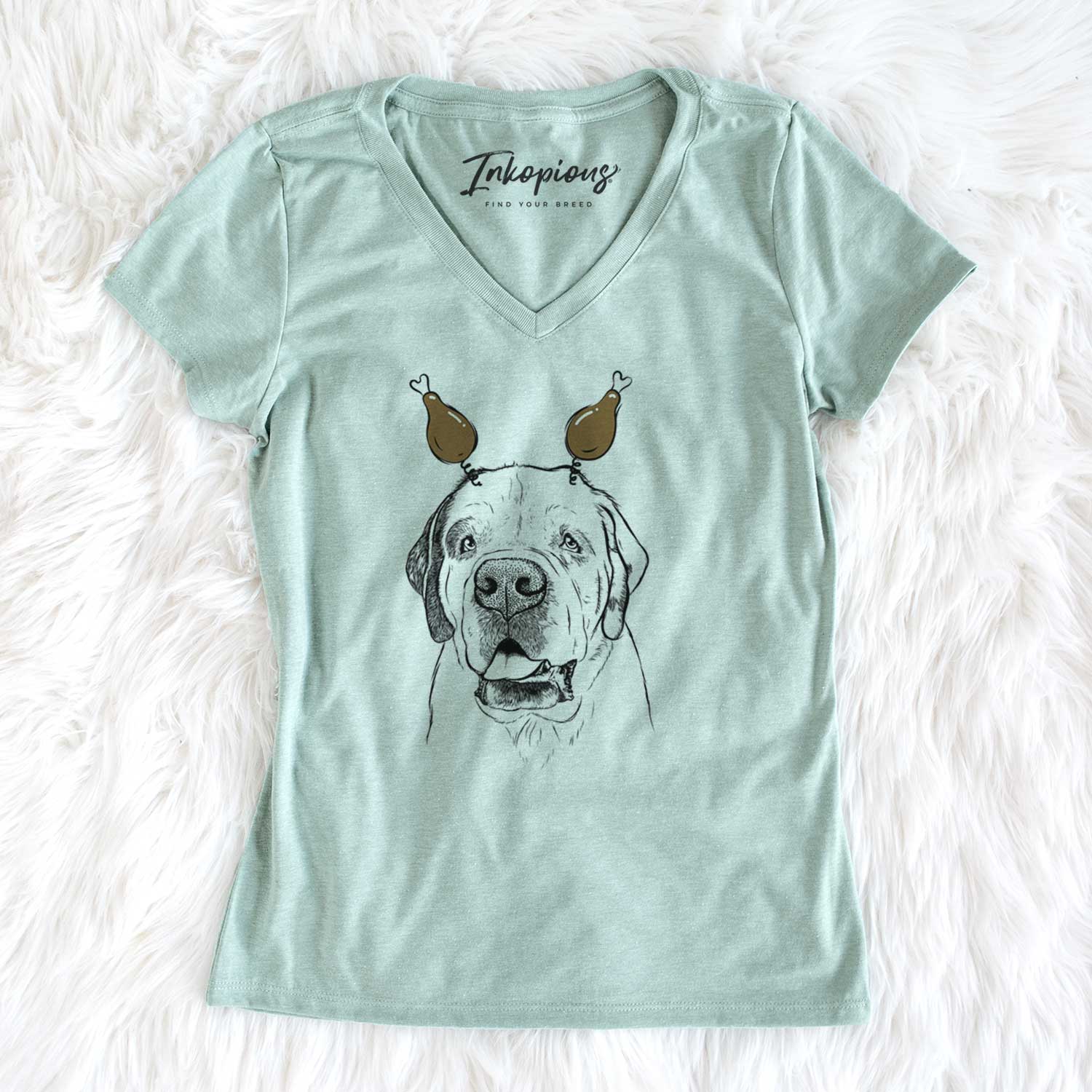 Thanksgiving Wendy the Saint Bernard - Women's V-neck Shirt