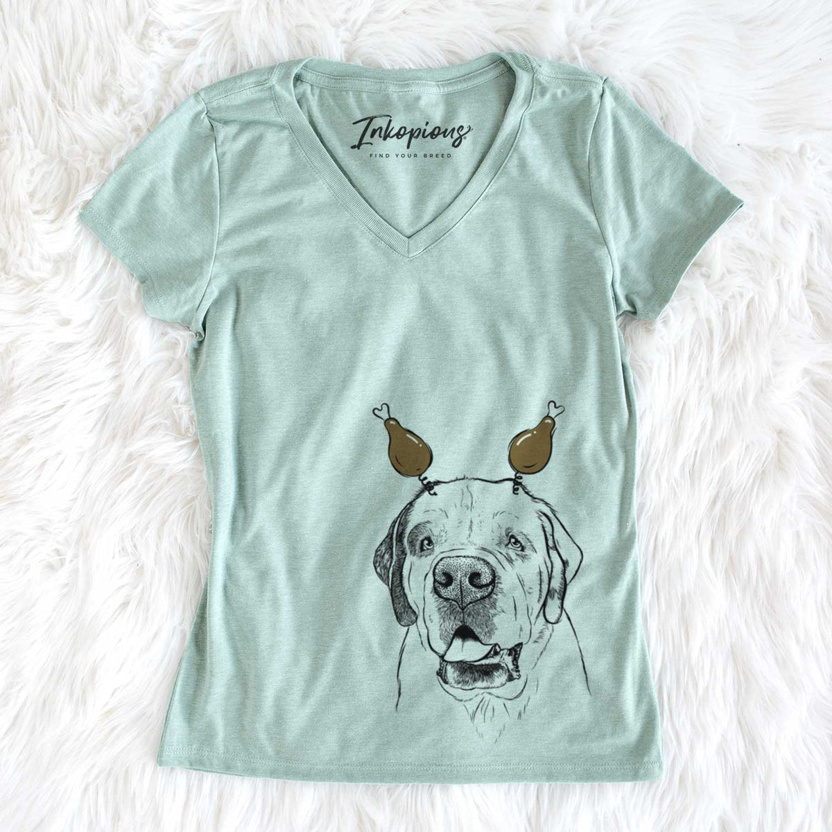 Thanksgiving Wendy the Saint Bernard - Women&#39;s V-neck Shirt