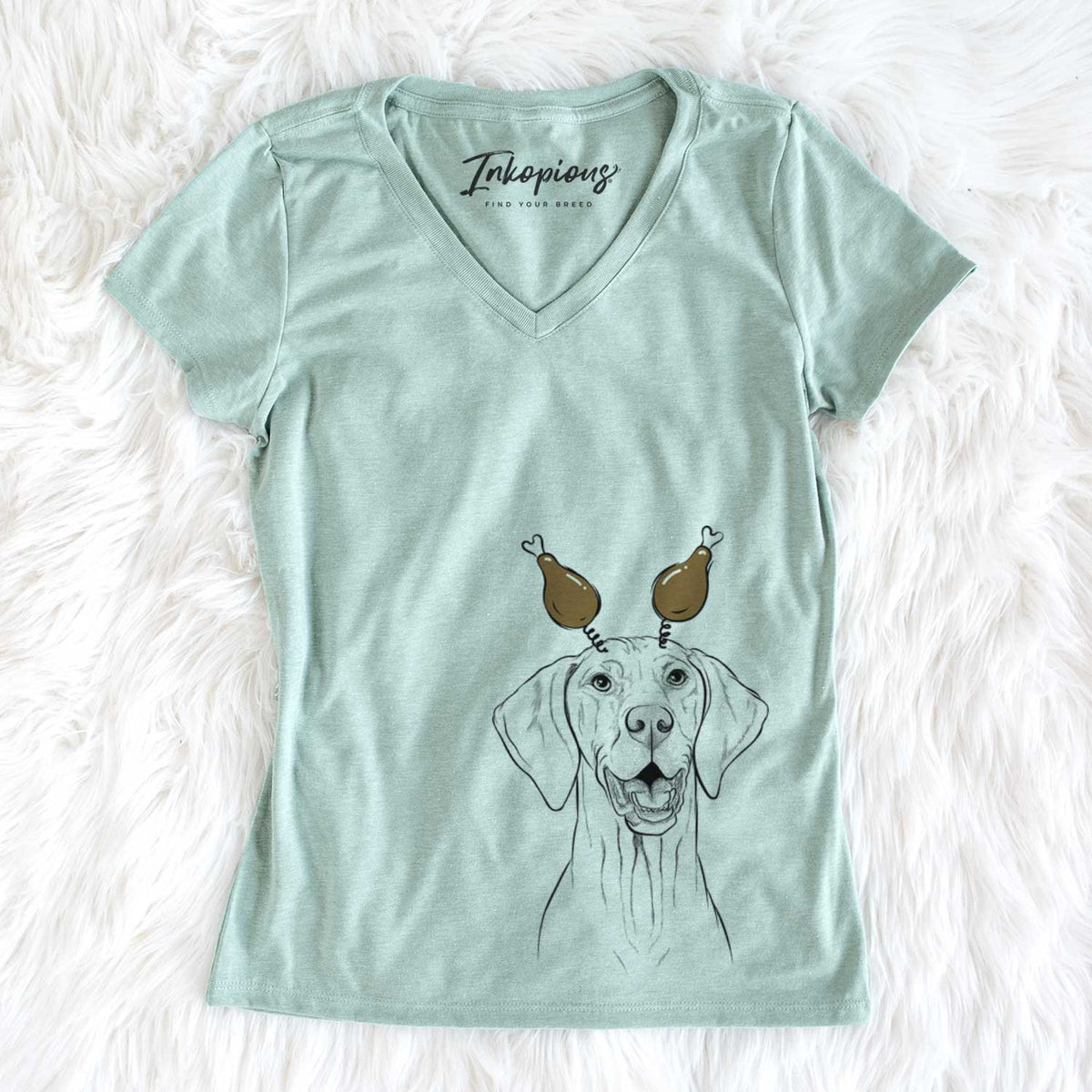 Thanksgiving Wesley the Vizsla - Women&#39;s V-neck Shirt