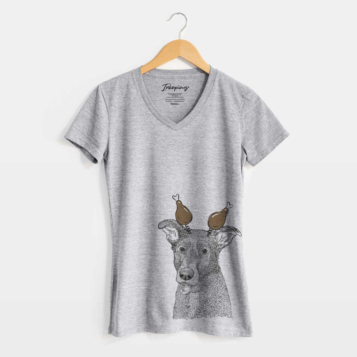 Thanksgiving Wilbur the Shepherd Mix - Women's V-neck Shirt
