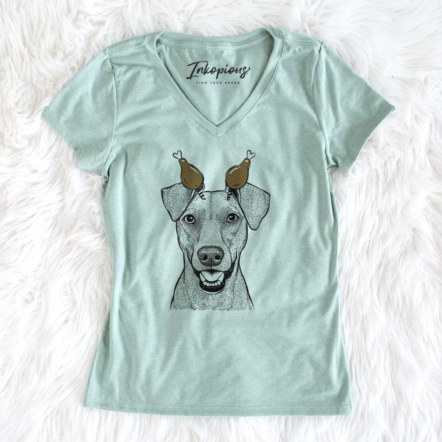 Thanksgiving Willow the German Pinscher - Women's V-neck Shirt