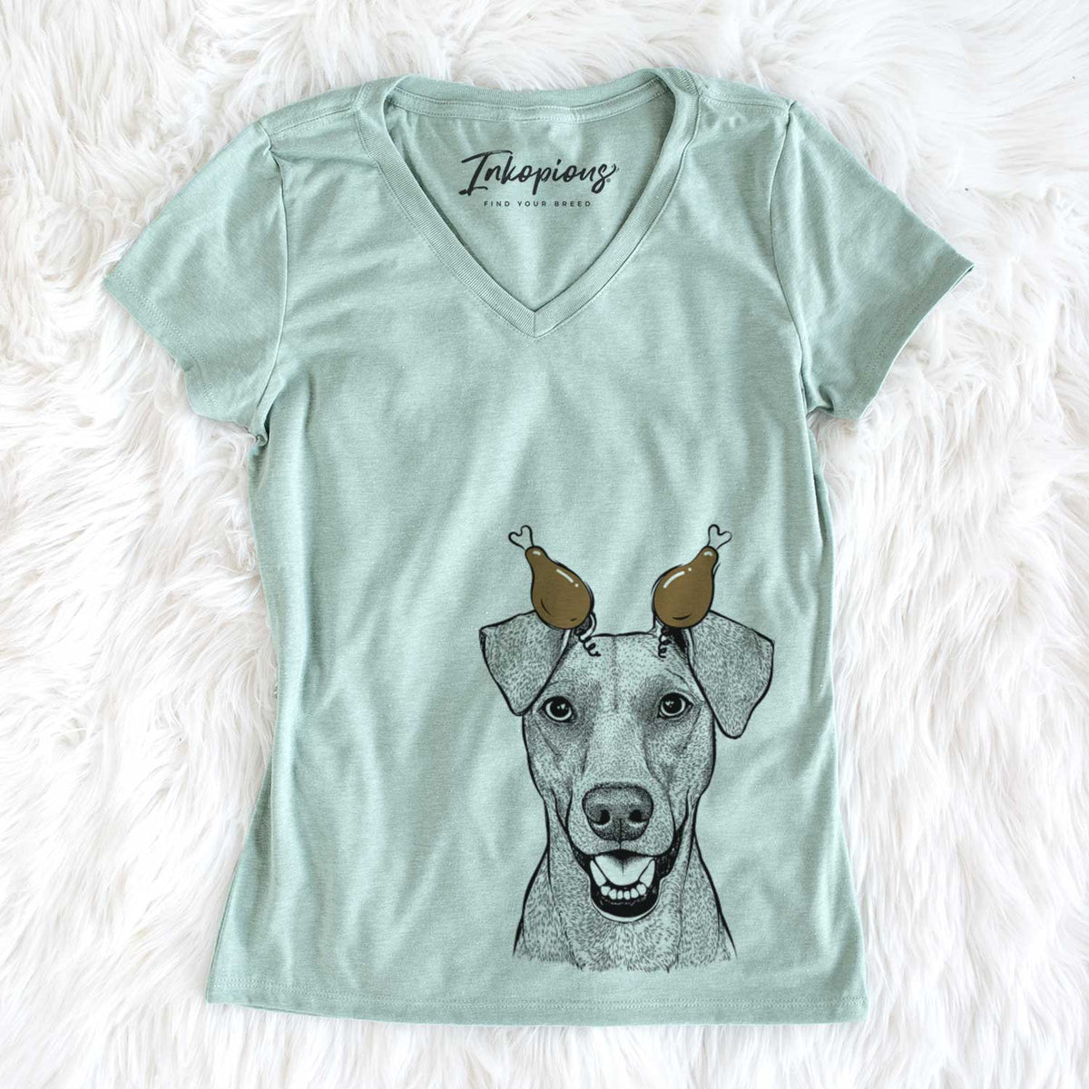 Thanksgiving Willow the German Pinscher - Women&#39;s V-neck Shirt