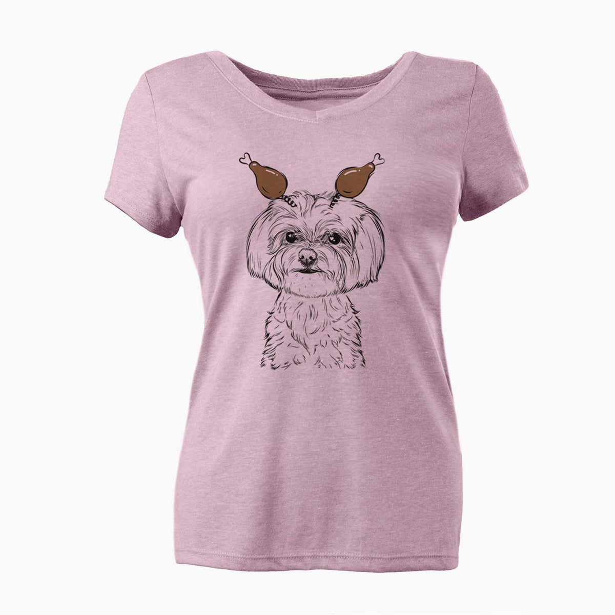 Thanksgiving Willow the Maltese - Women's V-neck Shirt