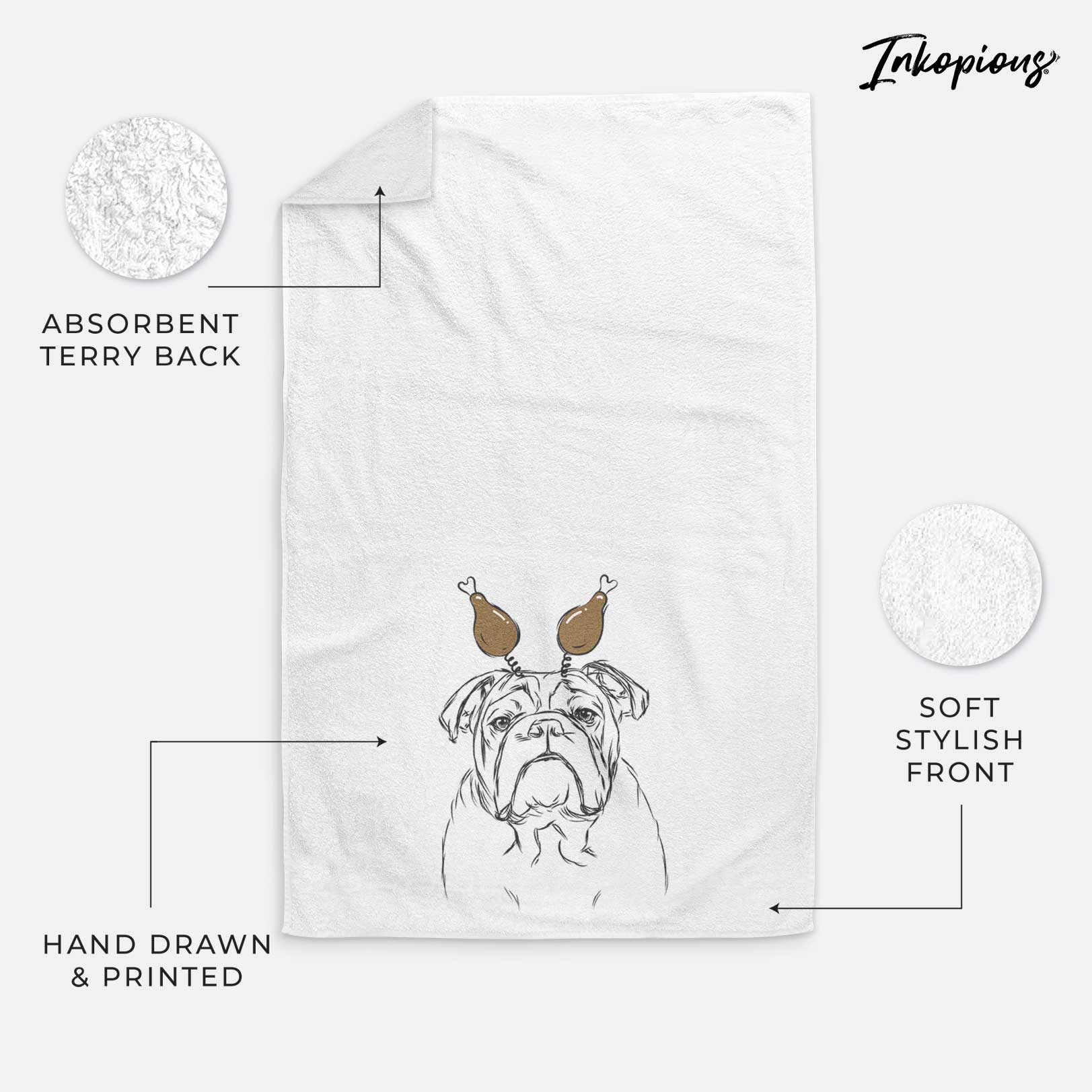 Winston the English Bulldog Decorative Hand Towel