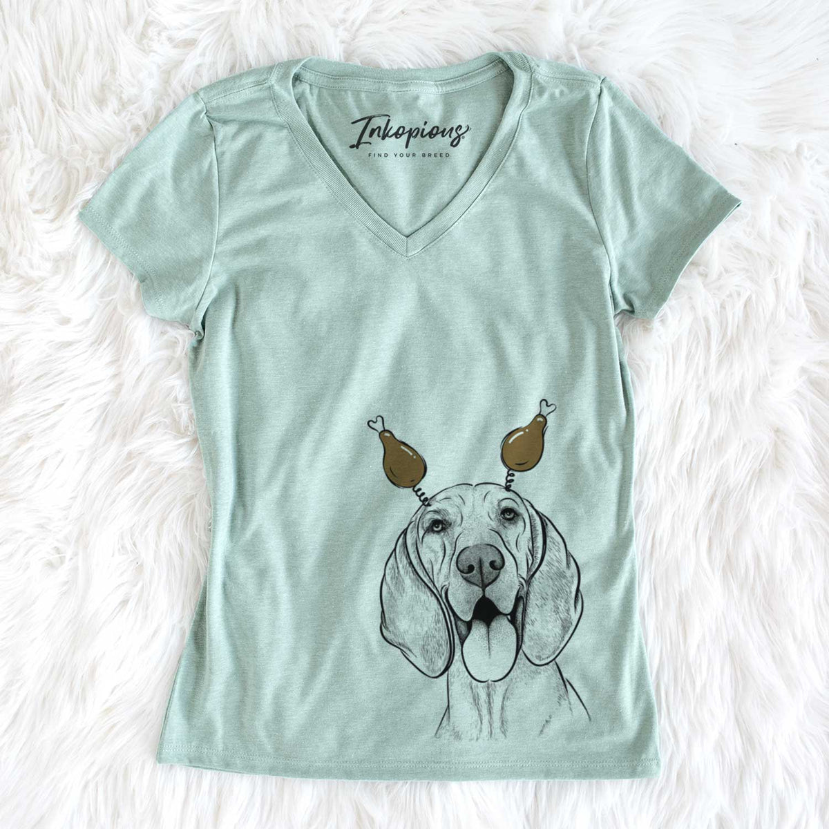 Thanksgiving Winston the Redbone Coonhound - Women&#39;s V-neck Shirt