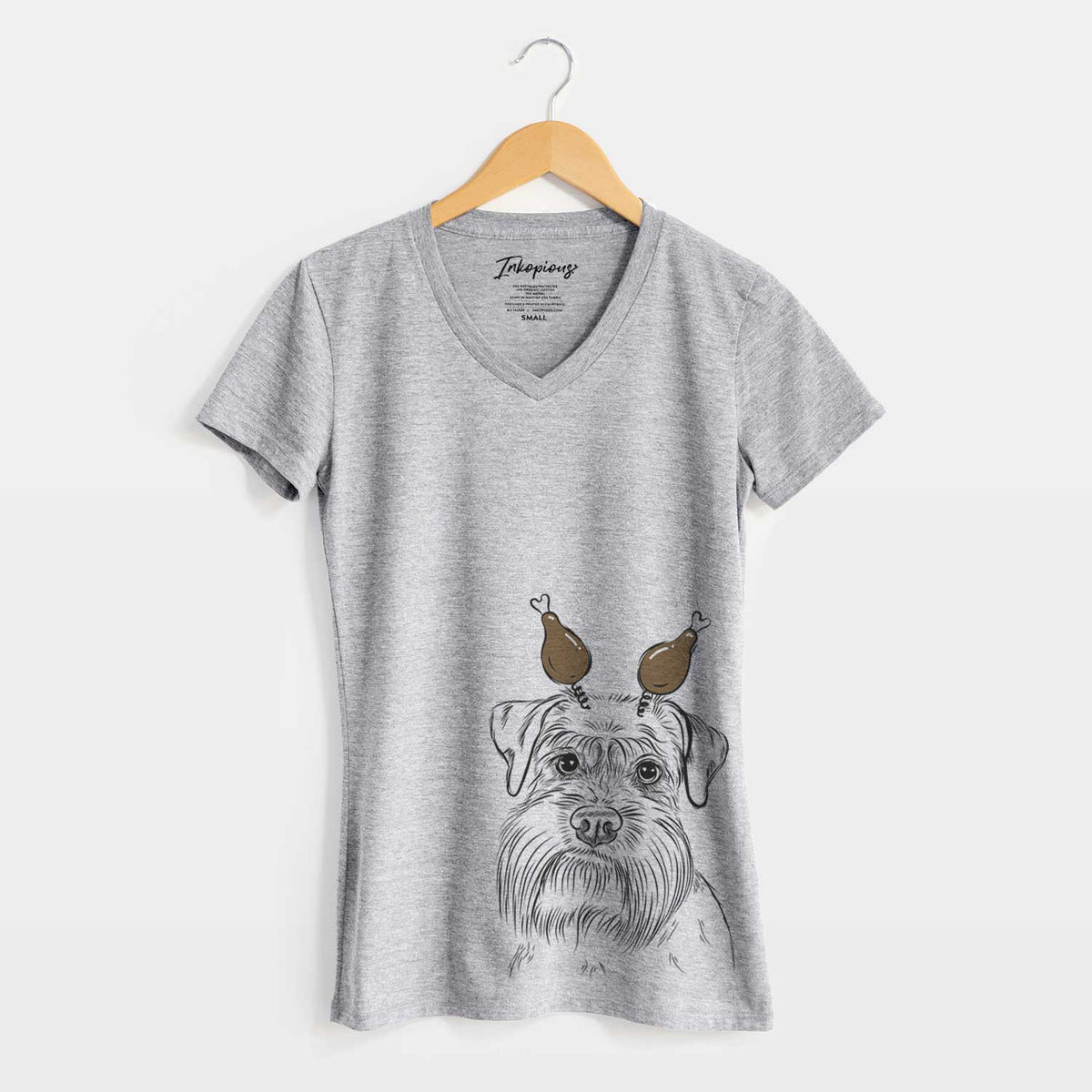 Thanksgiving Wrigley the Schnauzer - Women's V-neck Shirt