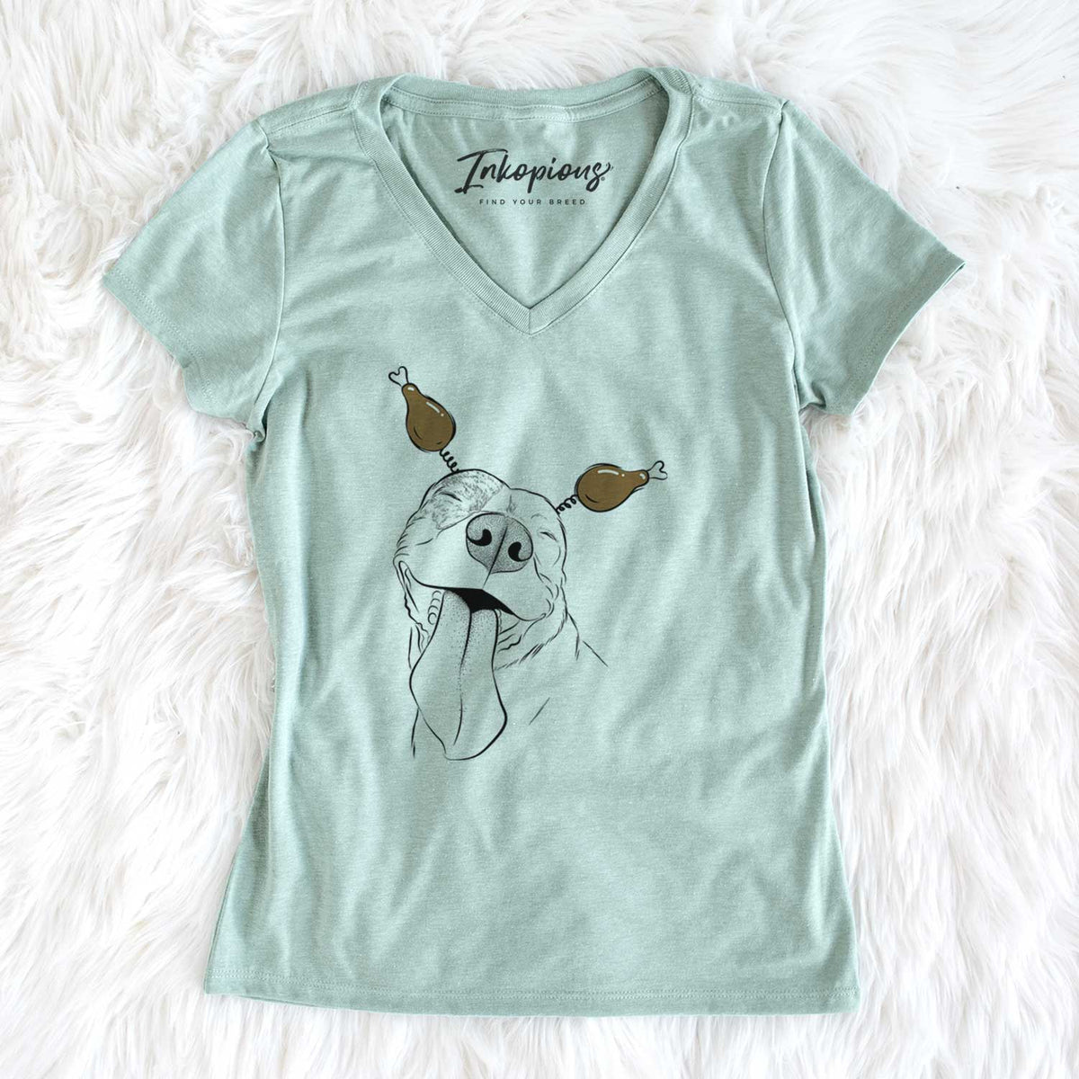 Thanksgiving Xena the American Staffordshire Terrier - Women's V-neck Shirt
