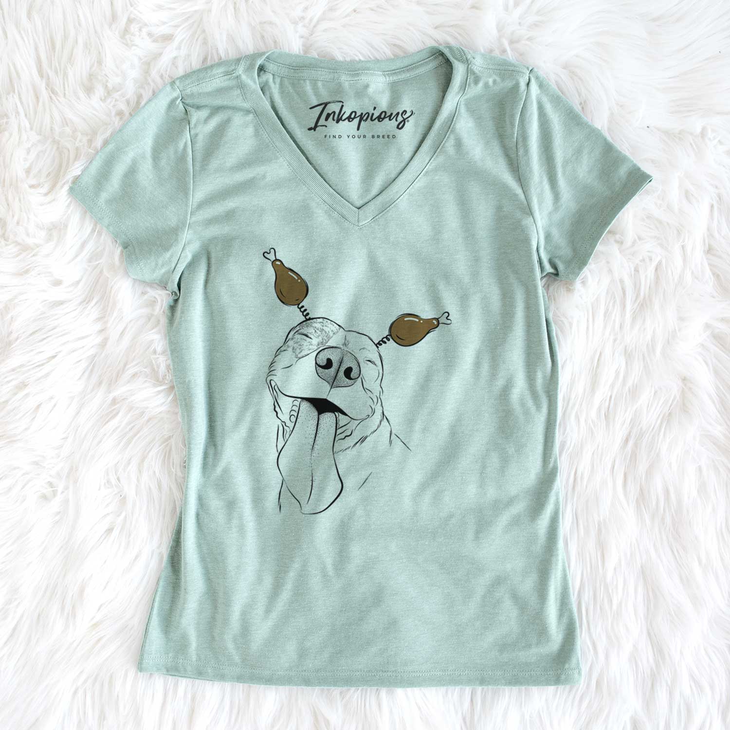 Thanksgiving Xena the American Staffordshire Terrier - Women's V-neck Shirt