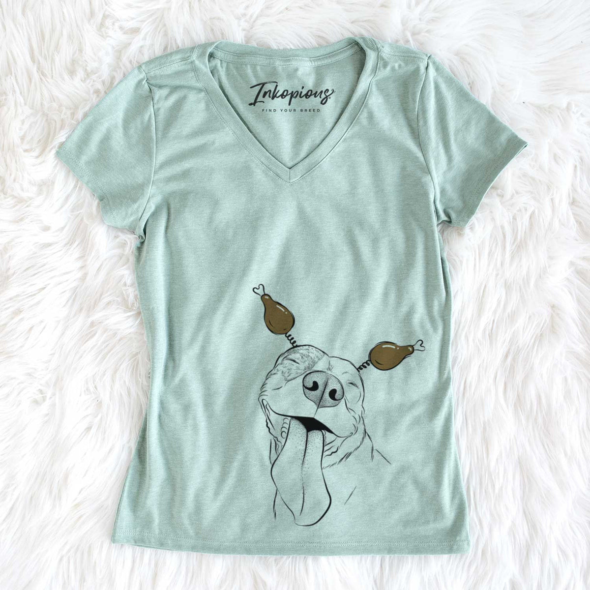 Thanksgiving Xena the American Staffordshire Terrier - Women's V-neck Shirt