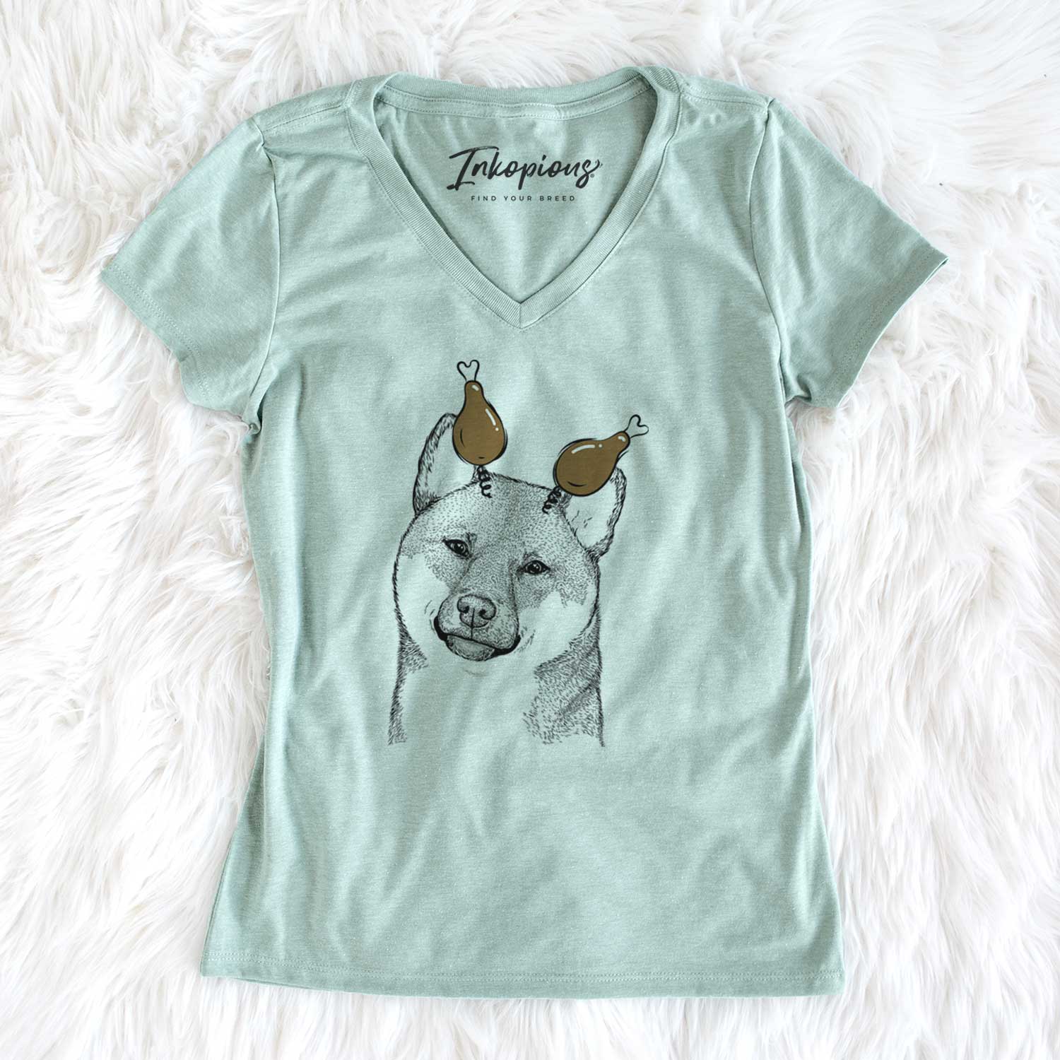 Thanksgiving Yakuza the Shiba Inu - Women's V-neck Shirt