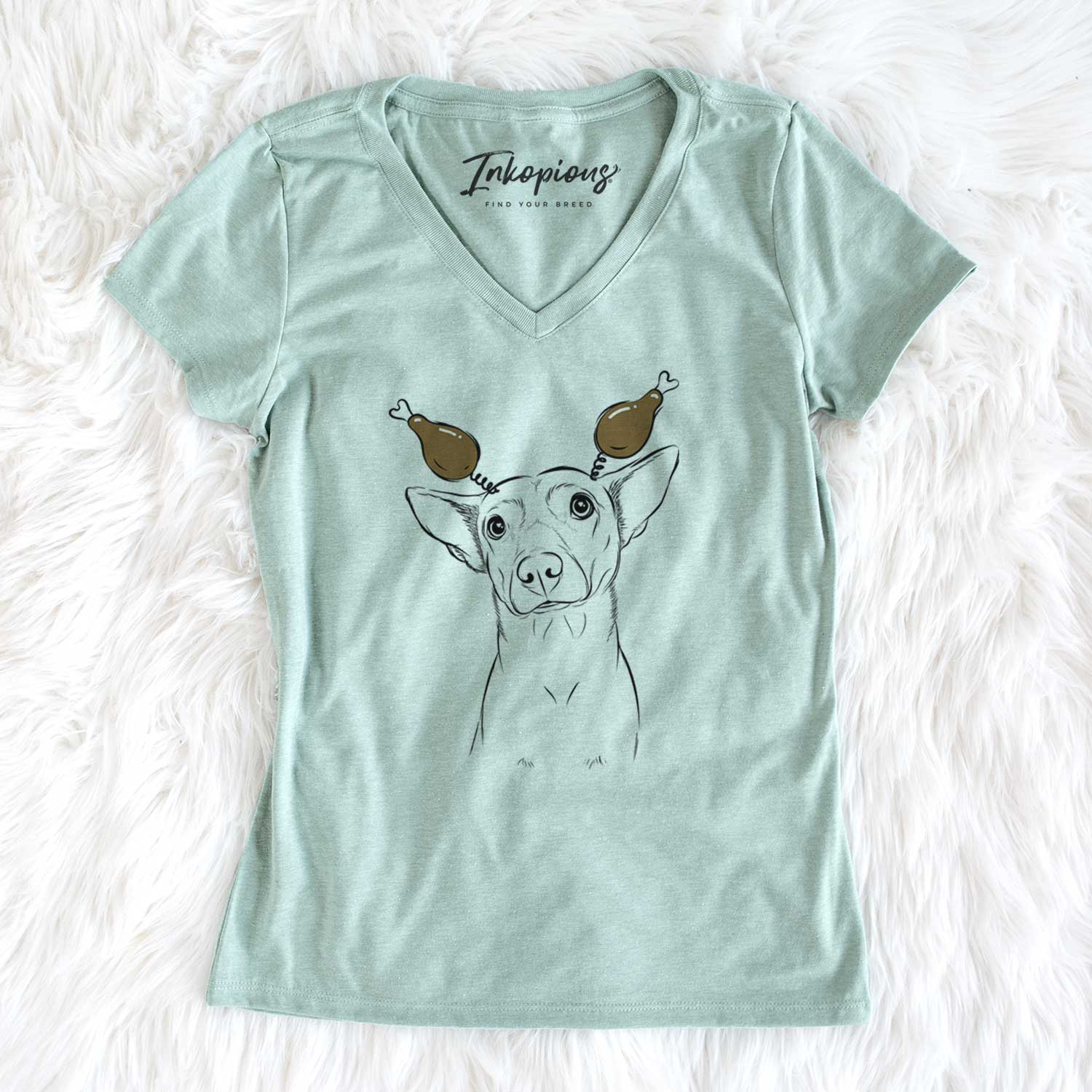 Thanksgiving Yogi the Mixed Breed - Women's V-neck Shirt