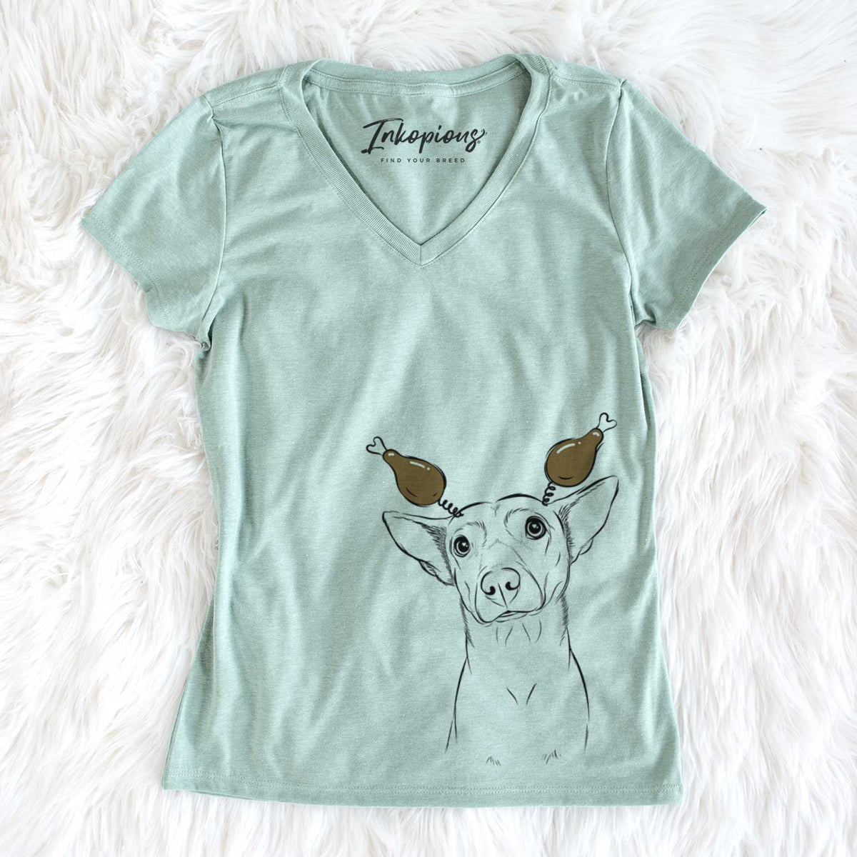 Thanksgiving Yogi the Mixed Breed - Women&#39;s V-neck Shirt