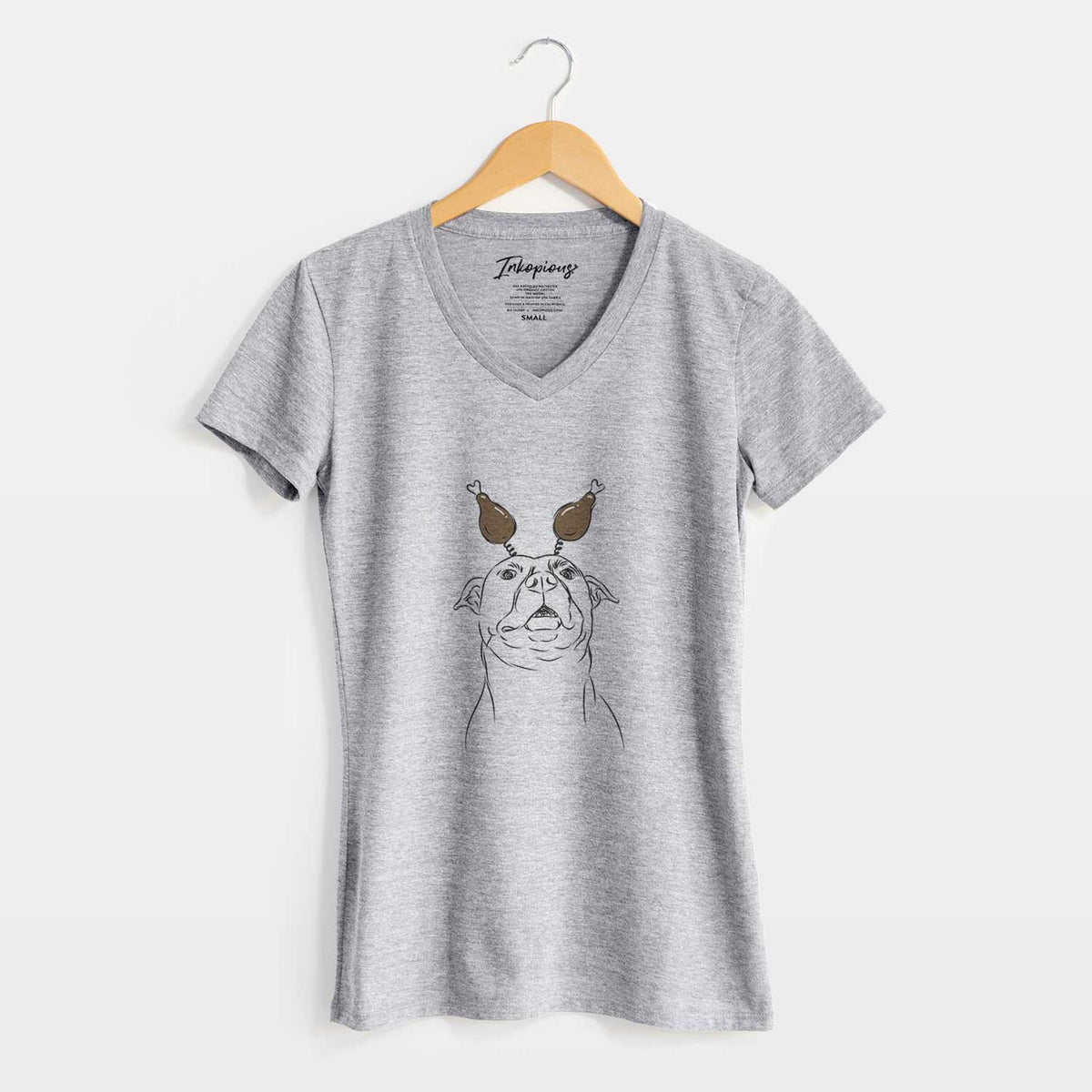 Thanksgiving Zada the Pitbull - Women's V-neck Shirt