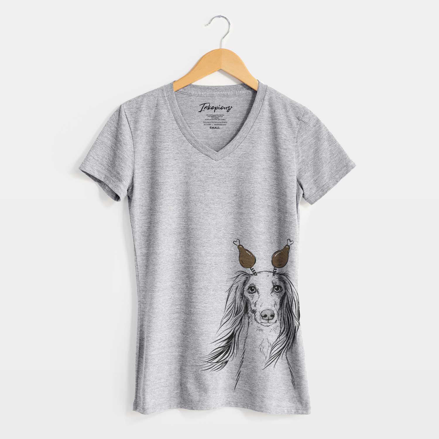 Thanksgiving Zahra the Saluki - Women's V-neck Shirt