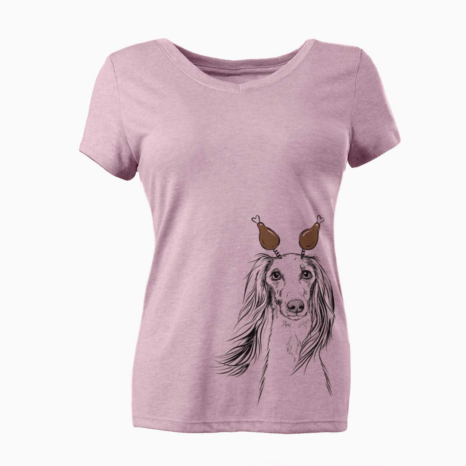 Thanksgiving Zahra the Saluki - Women's V-neck Shirt