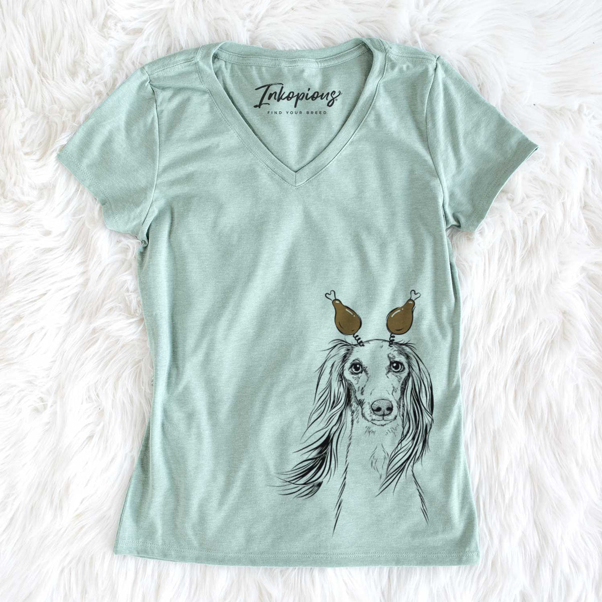 Thanksgiving Zahra the Saluki - Women&#39;s V-neck Shirt