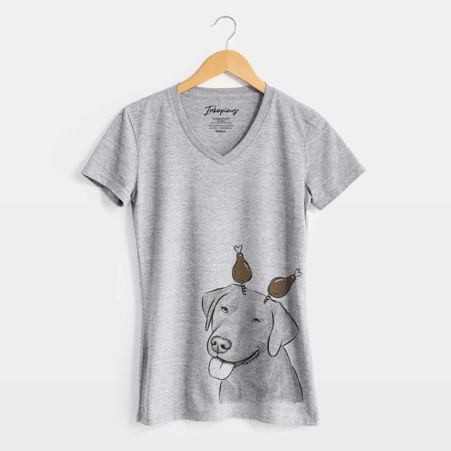 Thanksgiving Zeppelin the Black Labrador - Women's V-neck Shirt